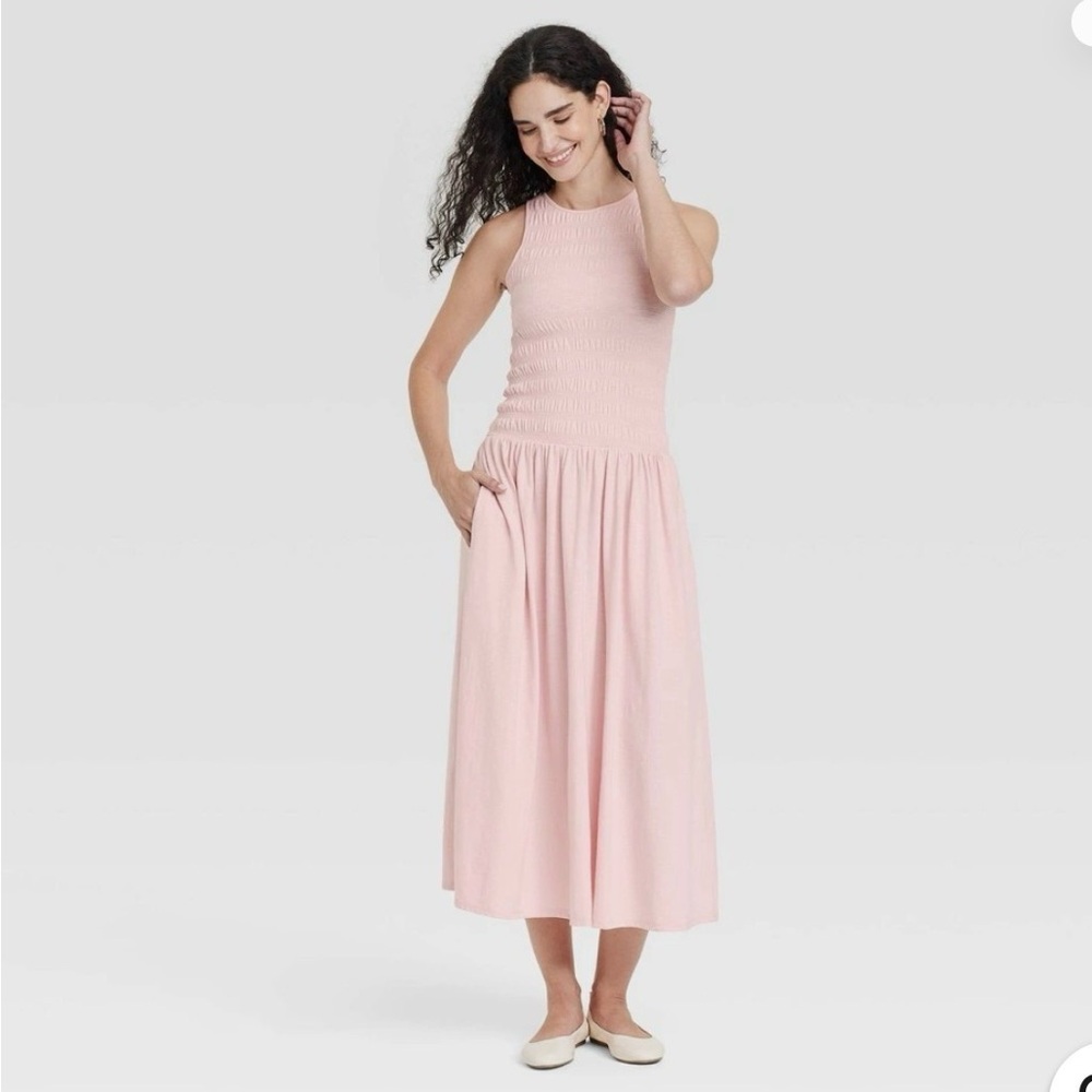 Universal Thread Pink Smocked Sleeveless Midi Dress – Women’s XS